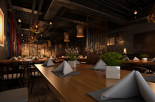 镇江简约大气中式风格餐厅设计装修效果图