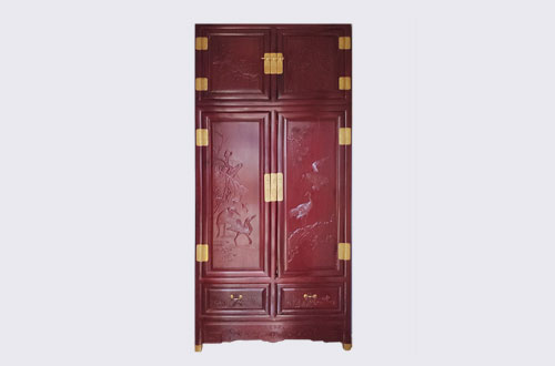 镇江高端中式家居装修深红色纯实木衣柜