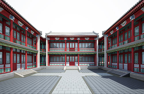 镇江北京四合院设计古建筑鸟瞰图展示